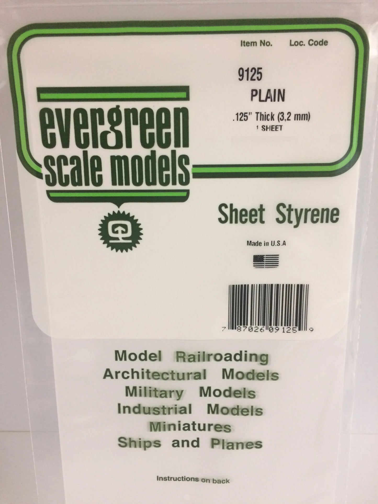 Evergreen White Polystyrene Sheet 0.125 x 6 x 12" / 3.2 x 150 x 300mm (pack of 1) 9125