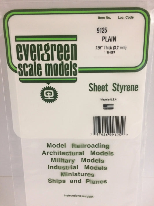 Evergreen White Polystyrene Sheet 0.125 x 6 x 12" / 3.2 x 150 x 300mm (pack of 1) 9125