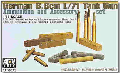 AFV Club 1/35 German 8.8cm L/71 Tank Gun Ammunition And Accessory Set AF35072