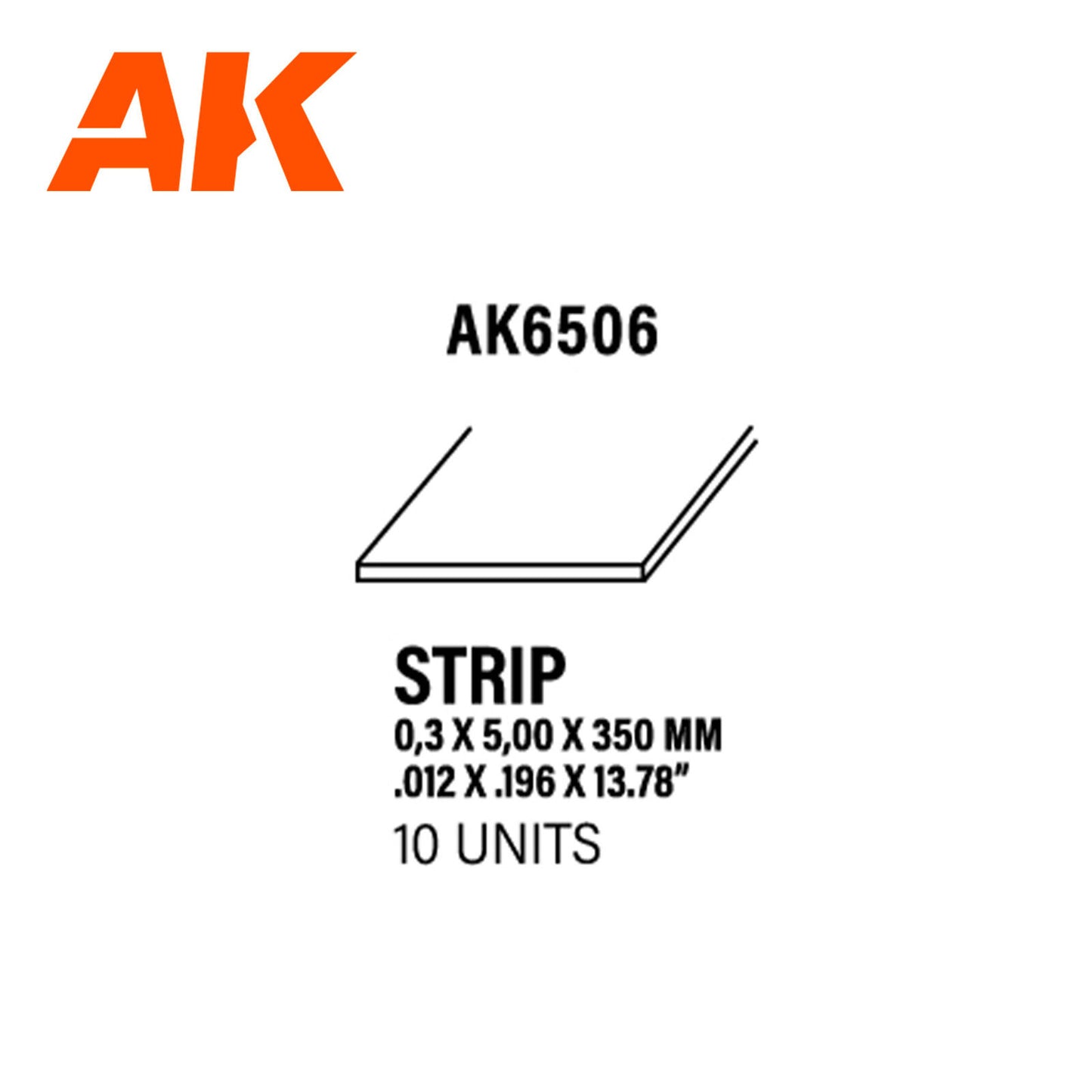 AK Interactive Styrene Strips 0.30 x 5.00 x 350mm (pack of 10) AK6506
