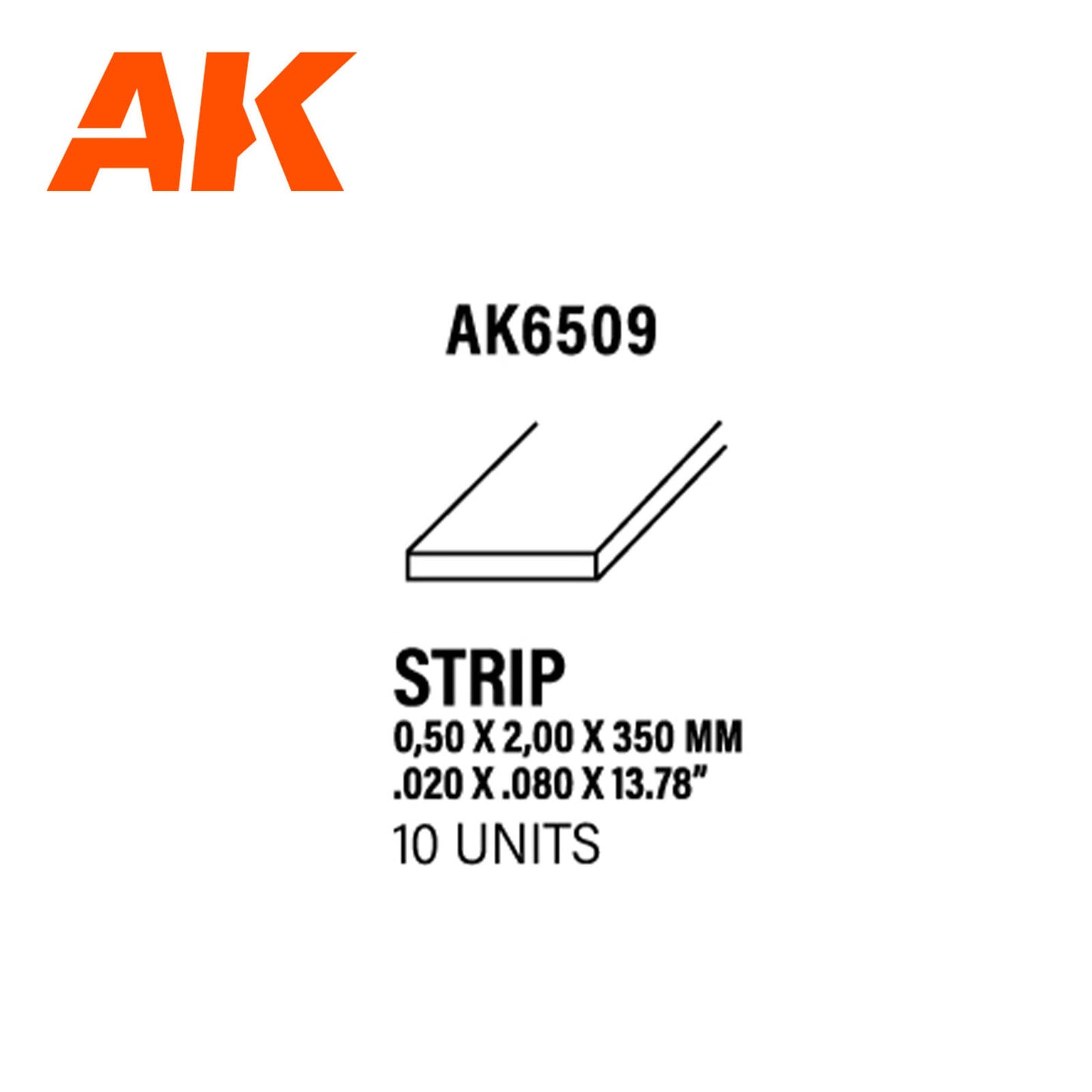 AK Interactive Styrene Strips 0.30 x 2.00 x 350mm (pack of 10) AK6509