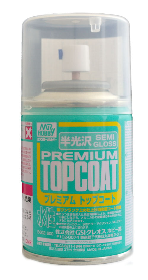 Mr Hobby (Gunze) Mr Premium Topcoat Spray SEMI GLOSS CLEAR 88ml B602