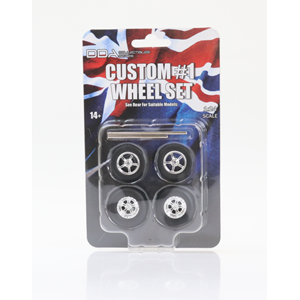 DDA 1:24 Set of 4 x Custom 1 Wheels w/Tyres & Axles DDAW012