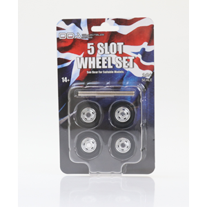 DDA 1:24 Set of 4 x 5 Slot Wheels w/Tyres & Axles DDAW014