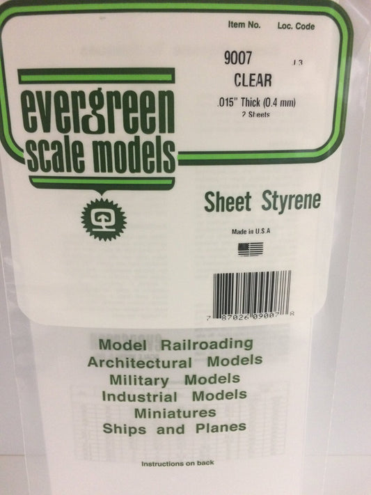 Evergreen Clear Polystyrene Sheet 0.015 x 6 x 12" / 0.38 x 150 x 300mm (pack of 2) 9007