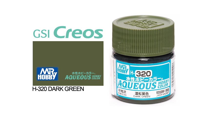 Mr Hobby (Gunze) Aqueous Semi Gloss DARK GREEN 10ml H320