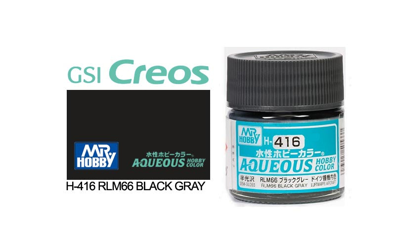 Mr Hobby (Gunze) Aqueous Semi Gloss RLM66 BLACK GREY 10ml H416