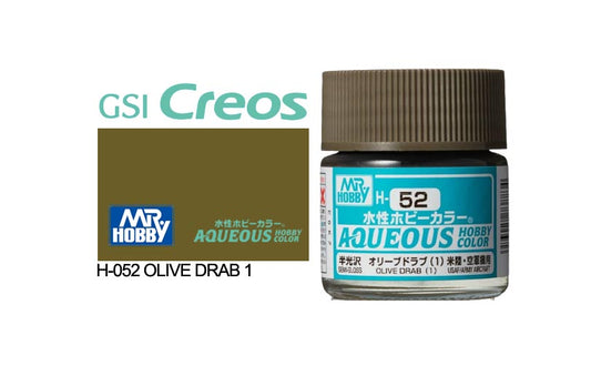 Mr Hobby (Gunze) Aqueous Semi Gloss OLIVE DRAB (1) 10ml H052