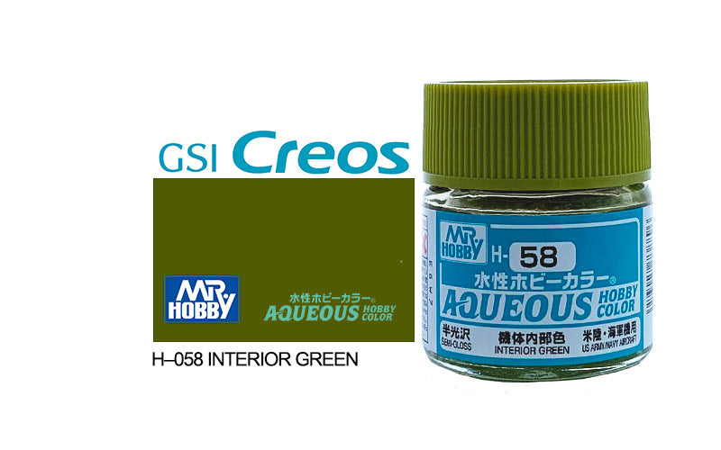 Mr Hobby (Gunze) Aqueous Semi Gloss INTERIOR GREEN 10ml H058