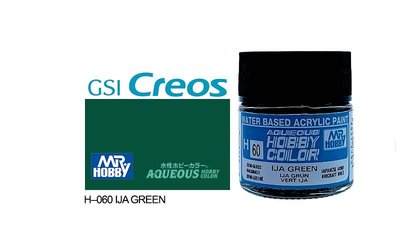 Mr Hobby (Gunze) Aqueous Semi Gloss IJA GREEN 10ml H060