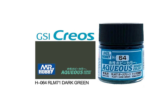 Mr Hobby (Gunze) Aqueous Semi Gloss RLM71 DARK GREEN10ml H064