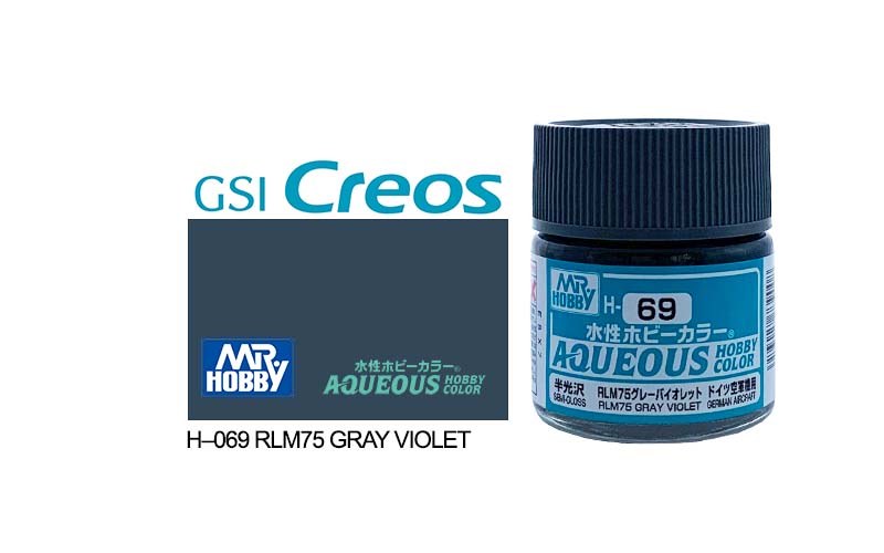 Mr Hobby (Gunze) Aqueous Semi Gloss RLM75 GREY VIOLET 10ml H069