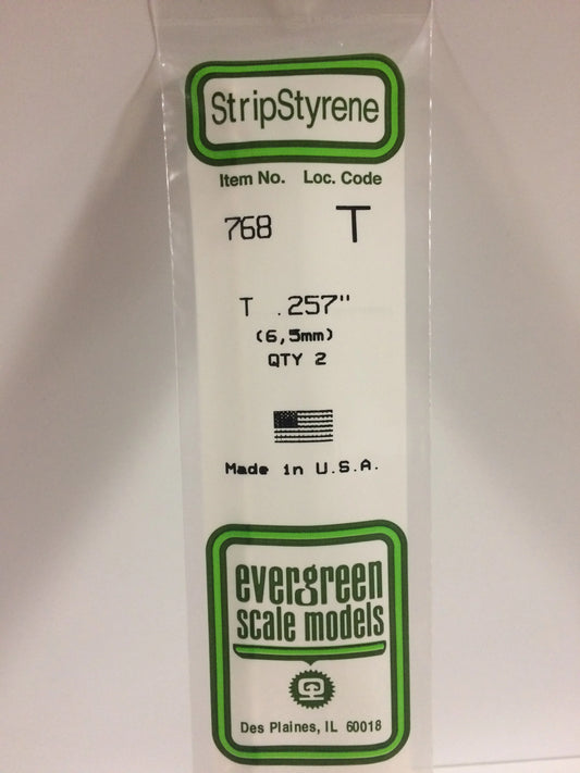 Evergreen White Polystyrene T Shape 0.257" / 6.5mm x 35cm (2pce) 768