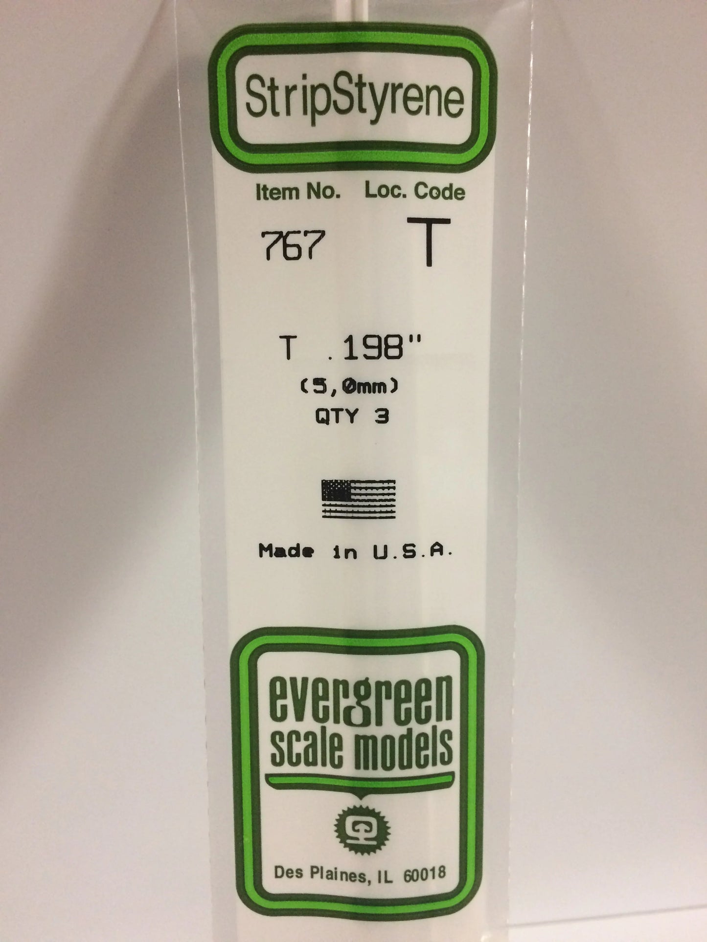 Evergreen White Polystyrene T Shape 0.198" / 5.0mm x 35cm (3pce) 767