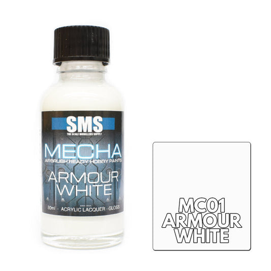 SMS Mecha Colour Premium Acrylic Lacquer ARMOUR WHITE 30ml MC01