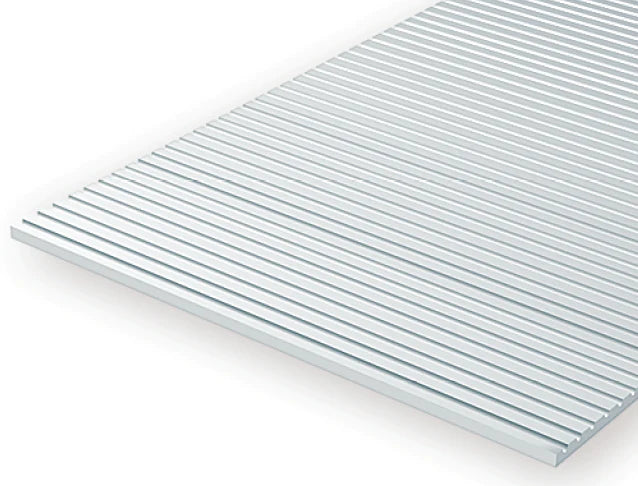 Evergreen White Polystyrene 0.025"(0.64mm) HO Passenger Car Siding 0.030" / 0.75mm x 35cm (1pce) 3025
