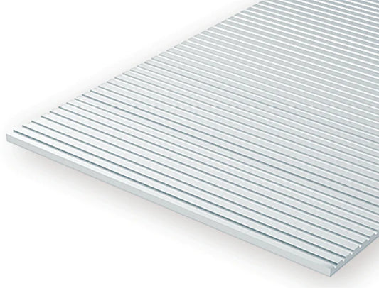 Evergreen White Polystyrene 0.025"(0.64mm) HO Passenger Car Siding 0.030" / 0.75mm x 35cm (1pce) 3025