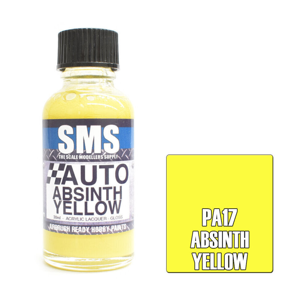 SMS Auto Colour Premium Acrylic Lacquer ABSINTH YELLOW 30ml PA17