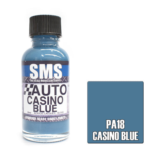 SMS Auto Colour Premium Acrylic Lacquer CASINO BLUE 30ml PA18