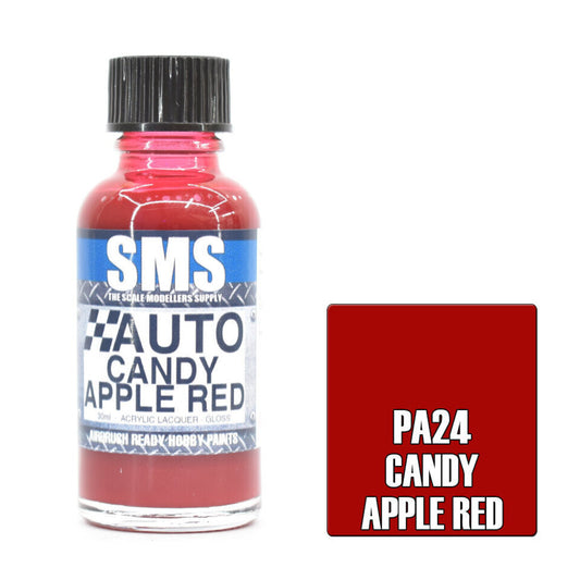 SMS Auto Colour Premium Acrylic Lacquer CANDY APPLE RED 30ml PA24