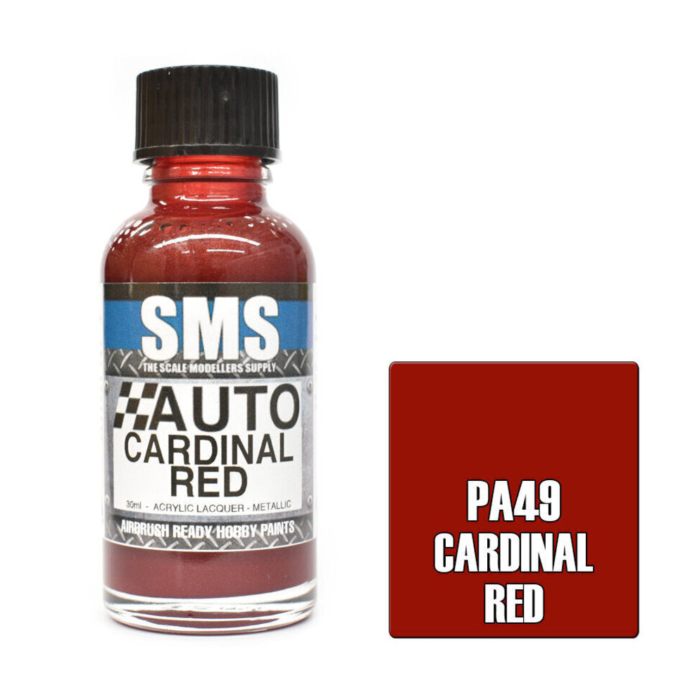 SMS Auto Colour Premium Acrylic Lacquer CARDINAL RED 30ml PA49