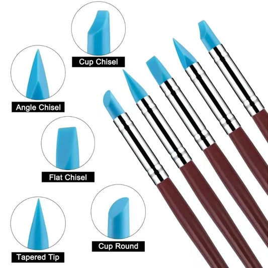 KSM Silicone Brush Modelling/Clay Sculpting Tools (5pce) KSMSBS5