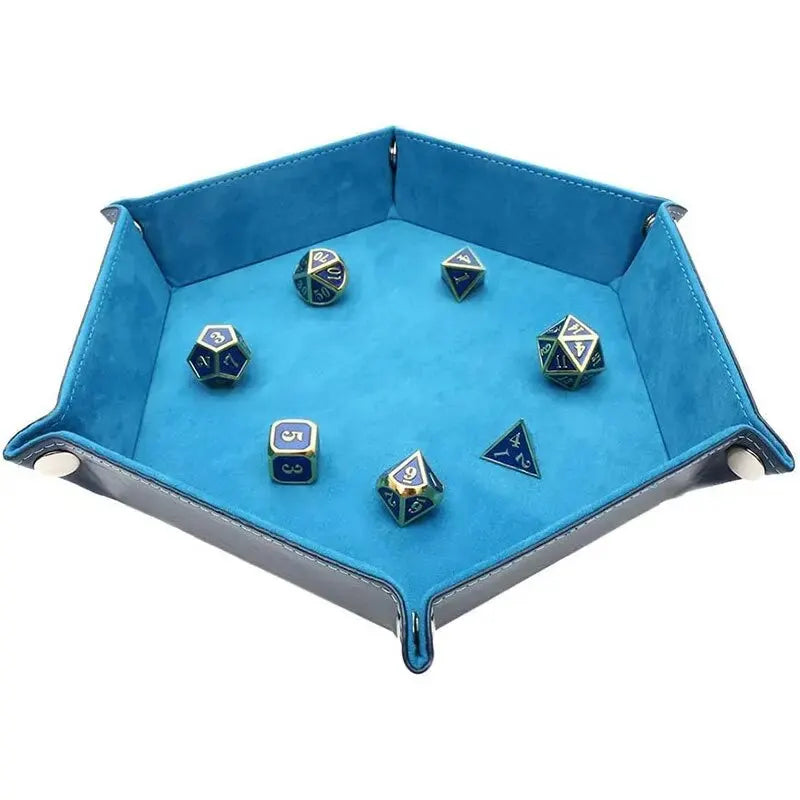 KSM Hexagonal Foldable Leather Dice Tray 19cm GREEN 1pc