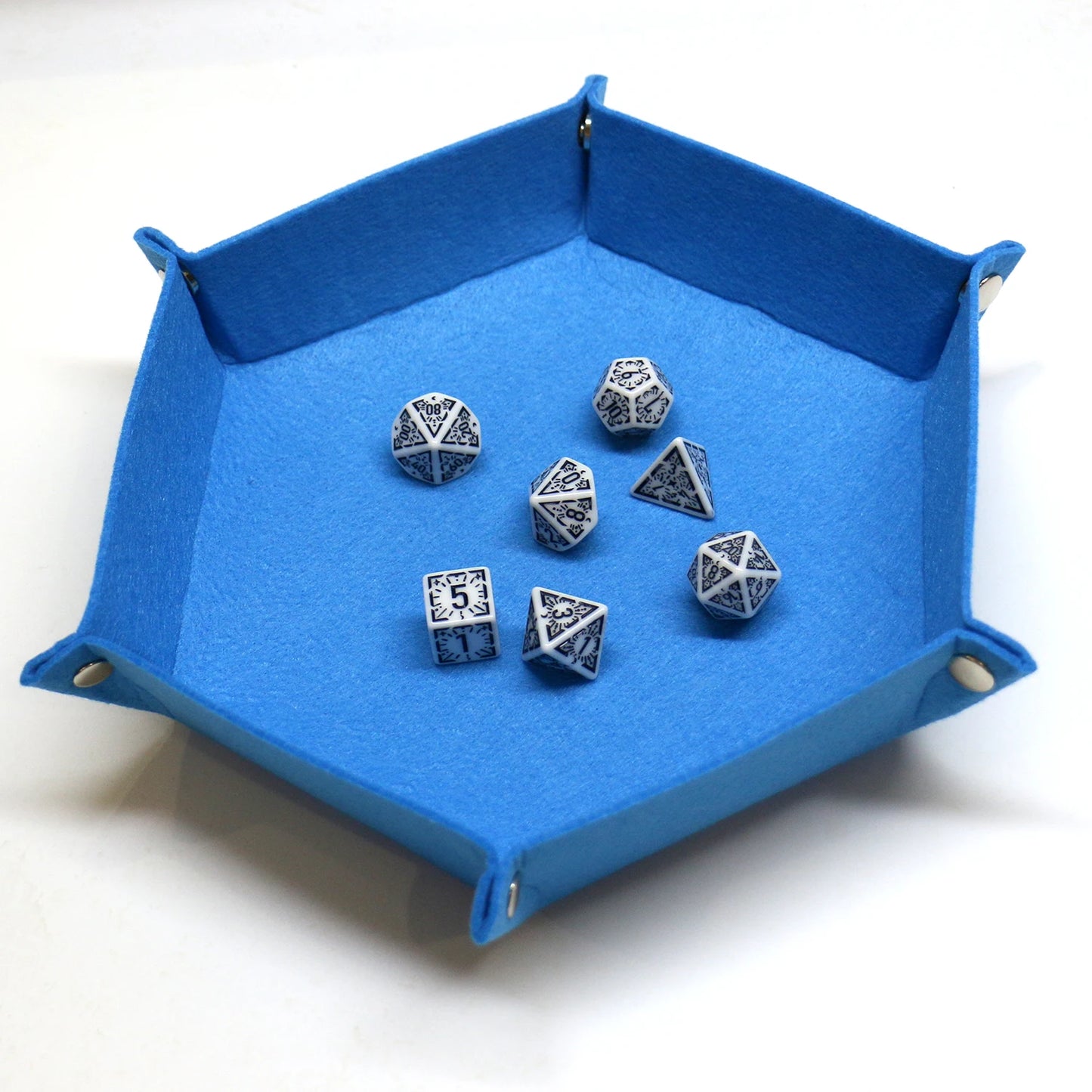 KSM Hexagonal Foldable Felt Dice Rolling Tray 23cm BLUE 1pc