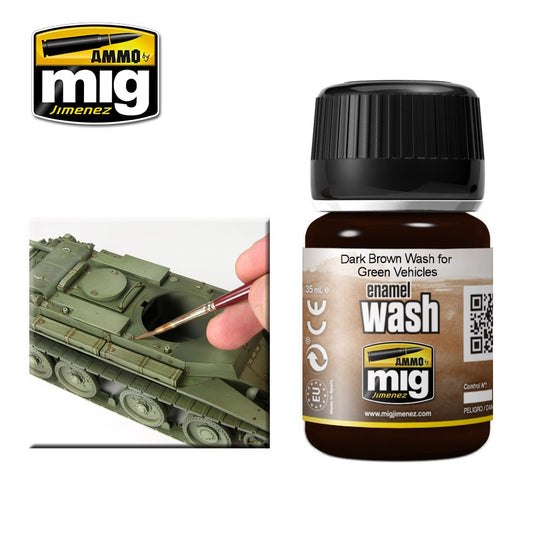 AMMO Enamel Washes DARK BROWN WASH for GREEN VEHICLES 35ml AMIG1005