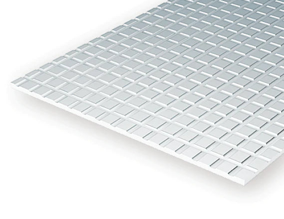 Evergreen White Polystyrene 1/16"(1.6mm) Square Tile 0.040" / 1.0mm x 35cm (1pce) 4501