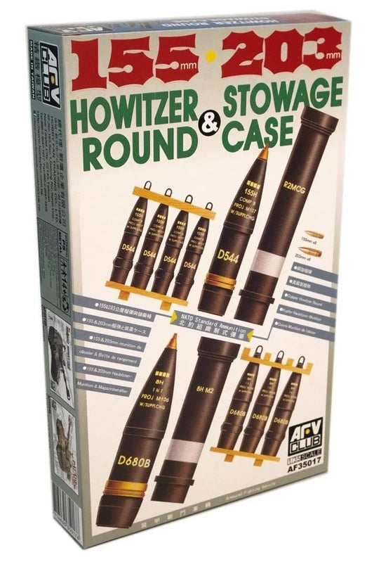 AFV Club 1/35 Howitzer round 155mm & Stowage Case 203mm