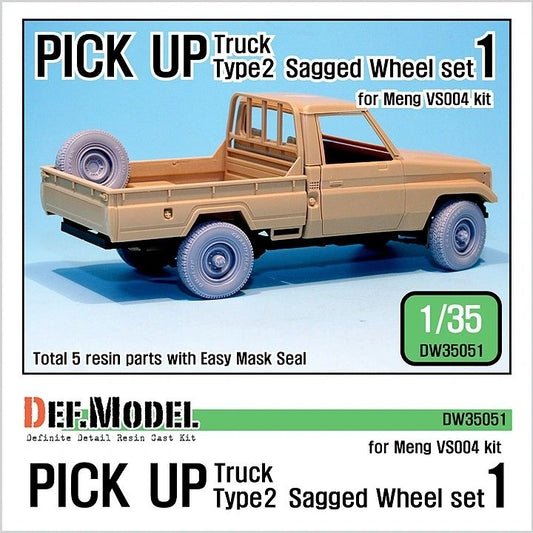 Def Model 1/35 Civilian Pick Up Type 2 Wheel Set (sagged) Set 1