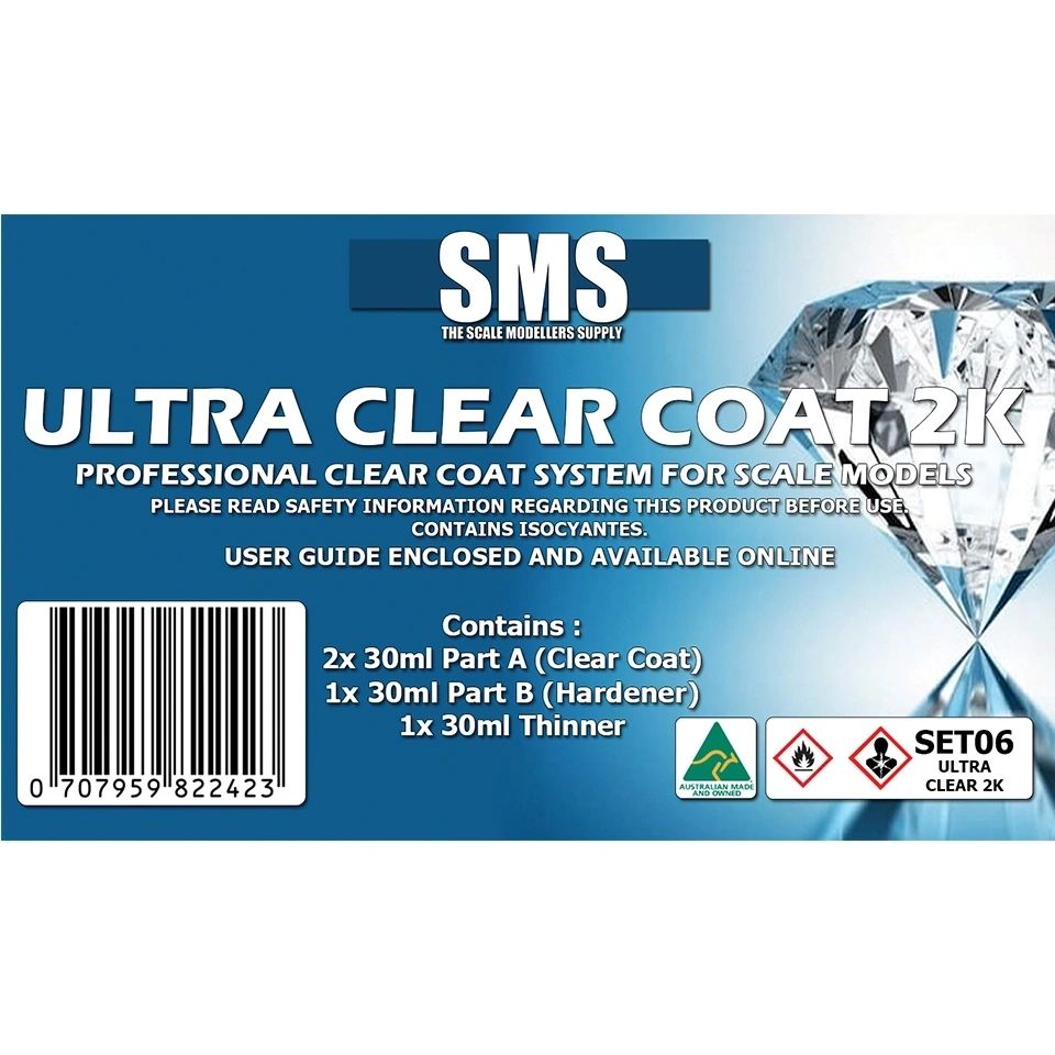 SMS Premium Acrylic Lacquer ULTRA CLEAR COAT 2K Set (4 bottles) SET06